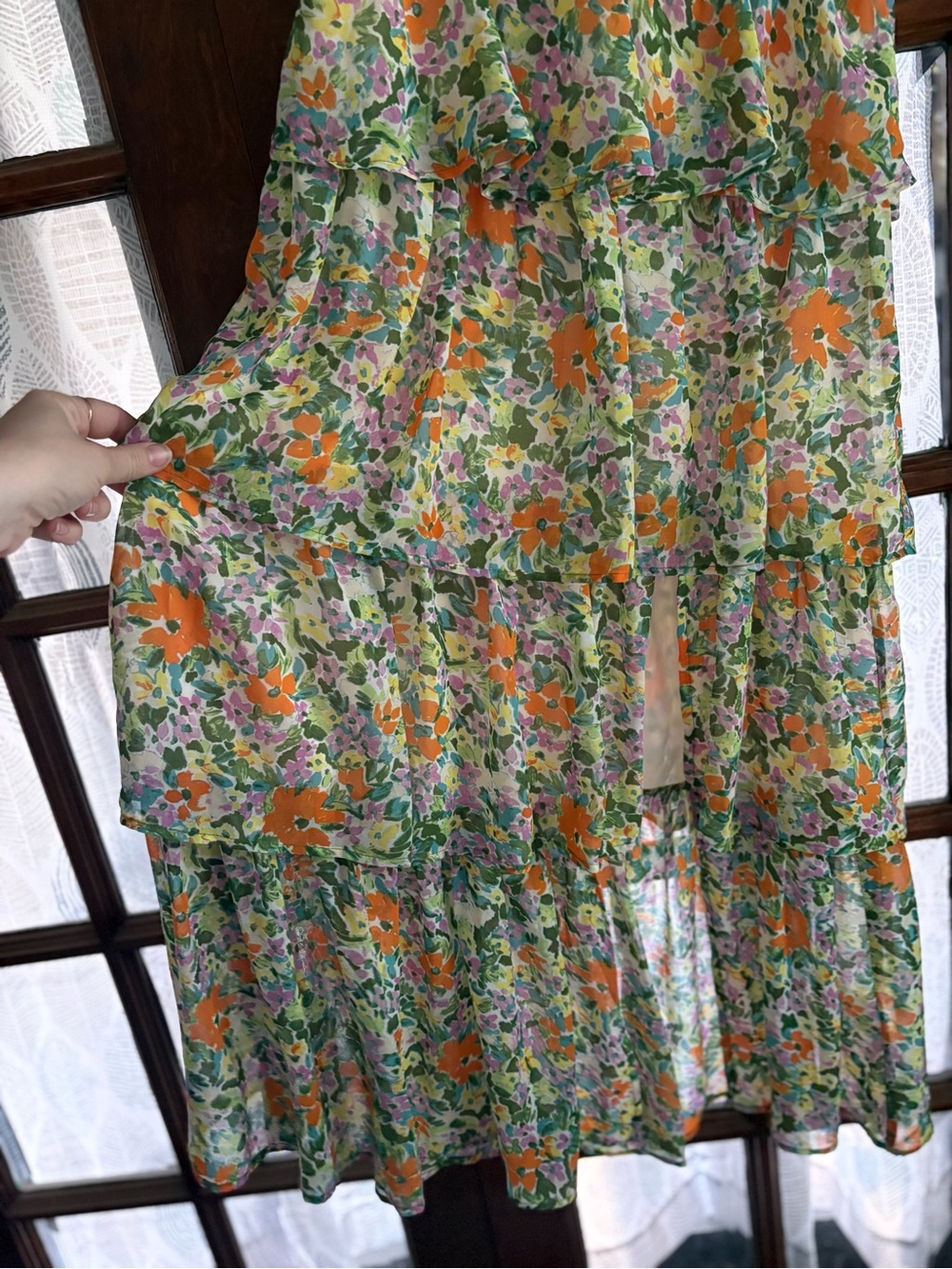 ASTR the Label Midsummer Floral Tiered Midi Maxi Dress NWOT Size Large Green - Picture 14 of 14